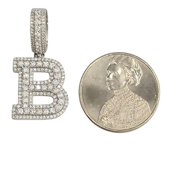 925 Sterling Silver Moissanite Diamond Initial Pendant
